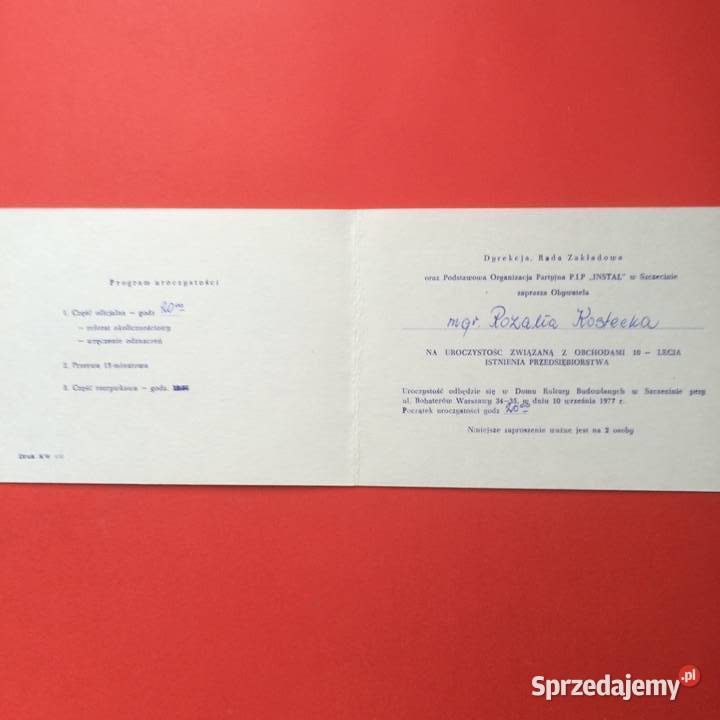 1932 Zaproszenie PIP Szczecin sprzedam