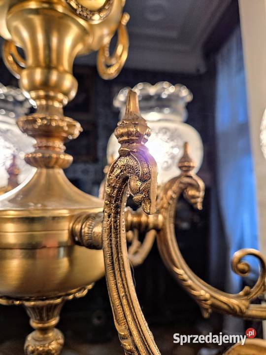 Duży Mosiężny Żyrandol Pałacowy Lampa wisząca do Kalisz