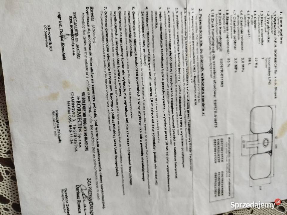 Sprzedam butlę gazową samochodową Paskudy