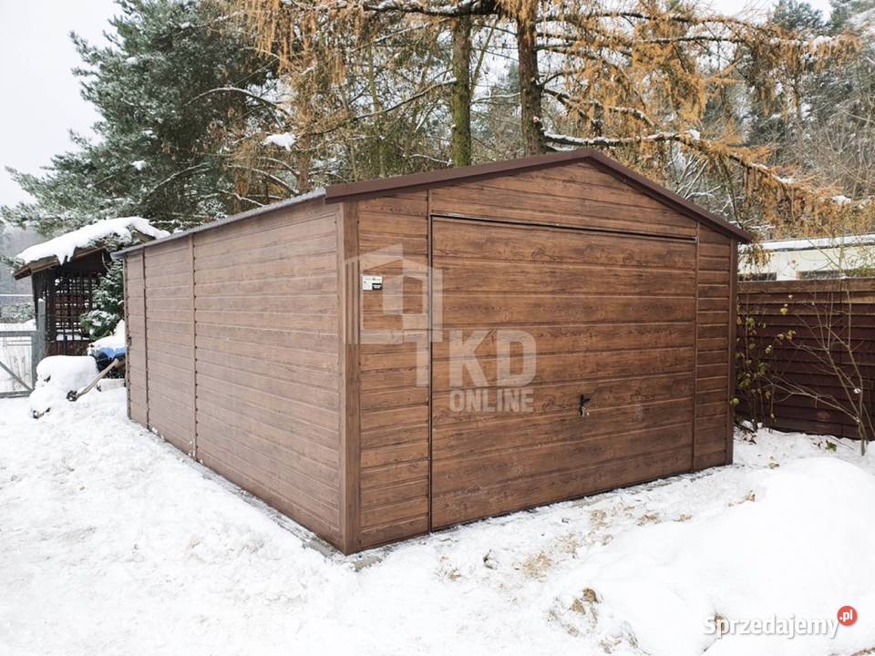 Garaż Blaszany 4x5 Brama drzwi orzech dwuspadowy blacha Radom