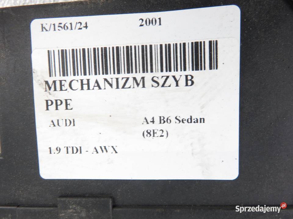 PODNOŚNIK SZYBY PRAWY PRZEDNI AUDI A4 B6 Mechanizmy opuszczania szyb