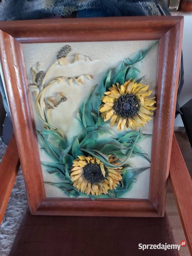 Obraz Sloneczniki wykonany ze skóry Opole