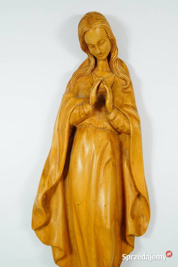 Duża drewniana rzeźba figura Matka Boska Madonna
