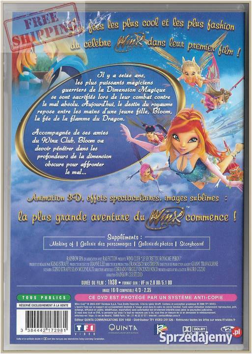 Winx Club Le secret du royaume perdu 2007 DVD 1 płyta Krynica-Zdrój