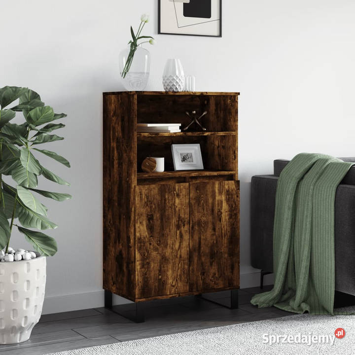 Wysoka szafka przydymiony dąb 60x36x110 WM831497 Warszawa