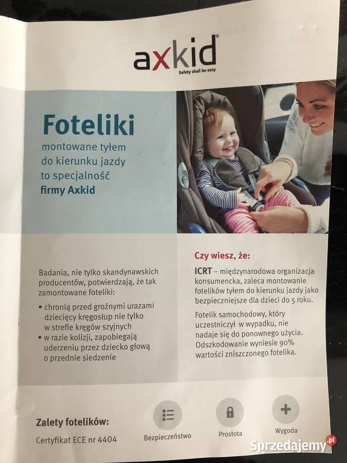 Fotelik bezwypadkowy AXKID REKID RWF tyłem do ISOFIX