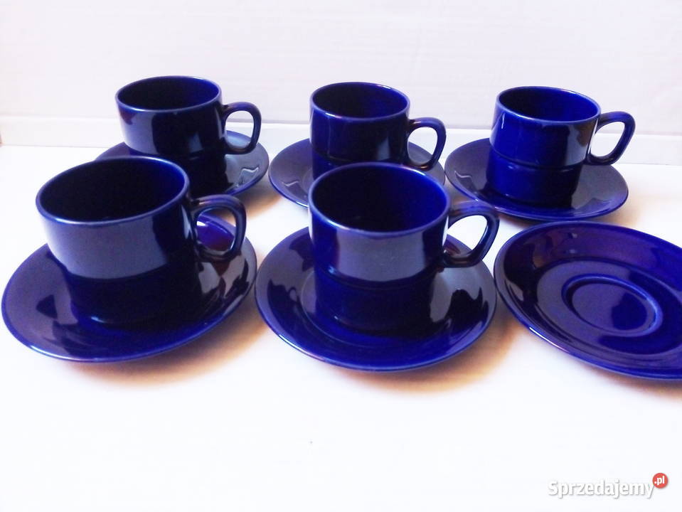5 kobaltowych filiżanek Ania porcelit Tułowice