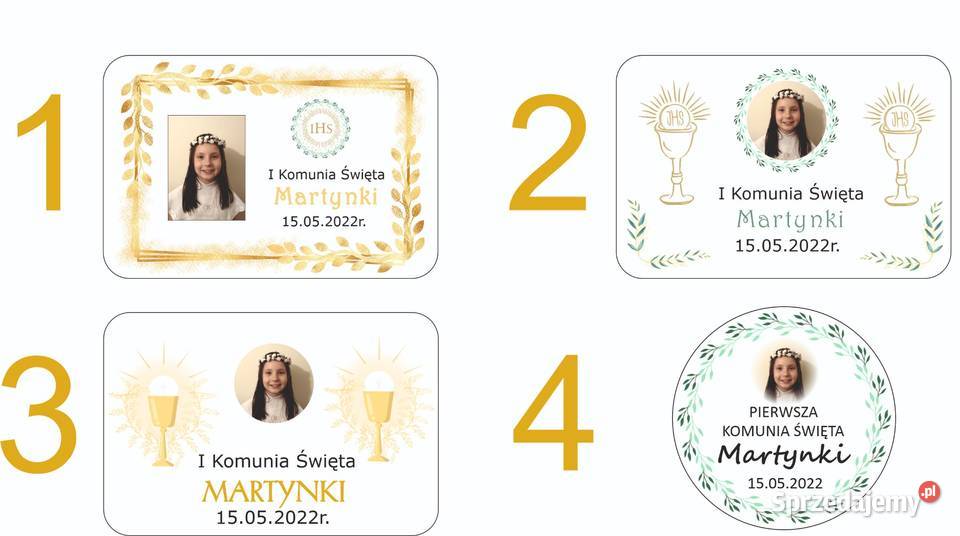 Naklejki Pierwsza Komunia Święta personalizowane Kamionna