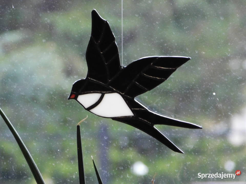 Witraż jaskółki witrażowe zawieszki na prezent wielokolorowy wielkopolskie Bugaj