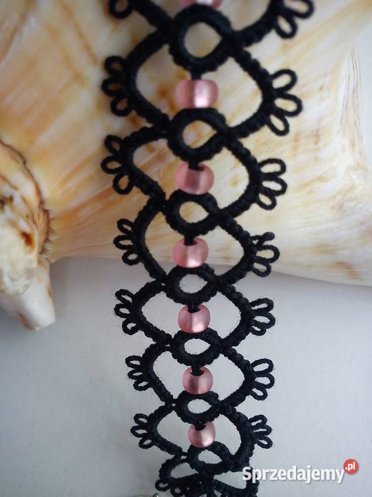 Bransoletka frywolitkowa Wiśniowa sprzedam