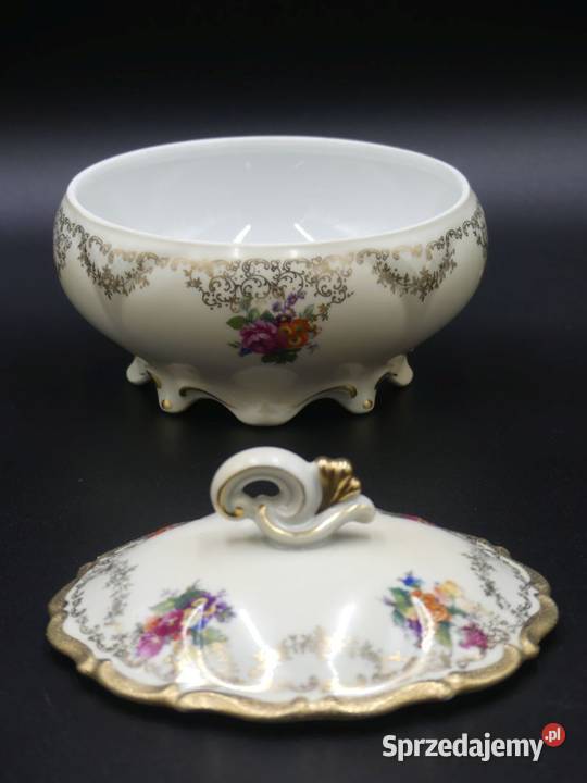 Okazała bomboniera Tułowice Tillowitz witrynowa Porcelana i szkło Poznań sprzedam