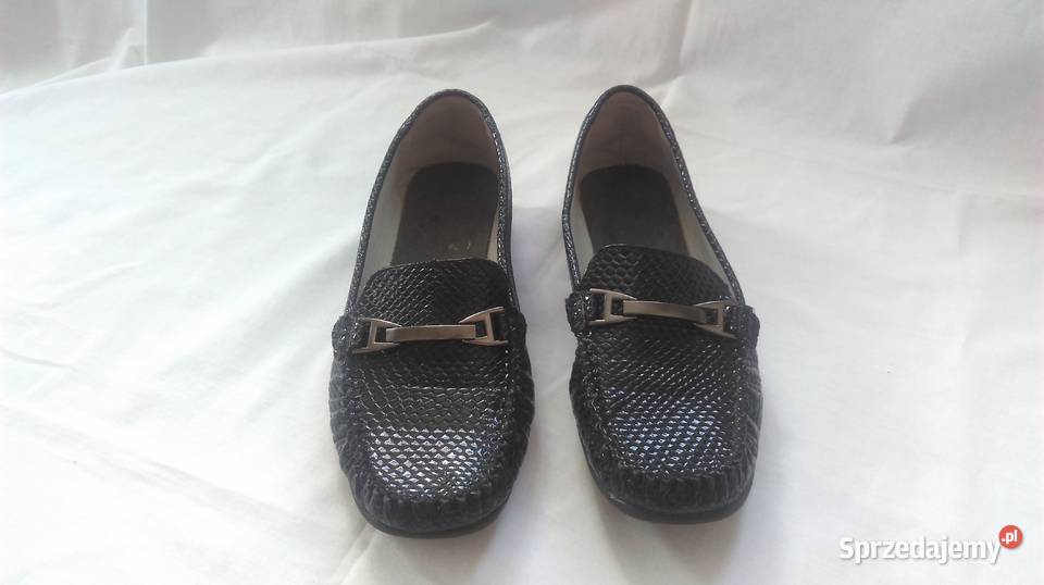 Buty damskie Mokasyny czarne r 375 stan skóra ekologiczna Białystok