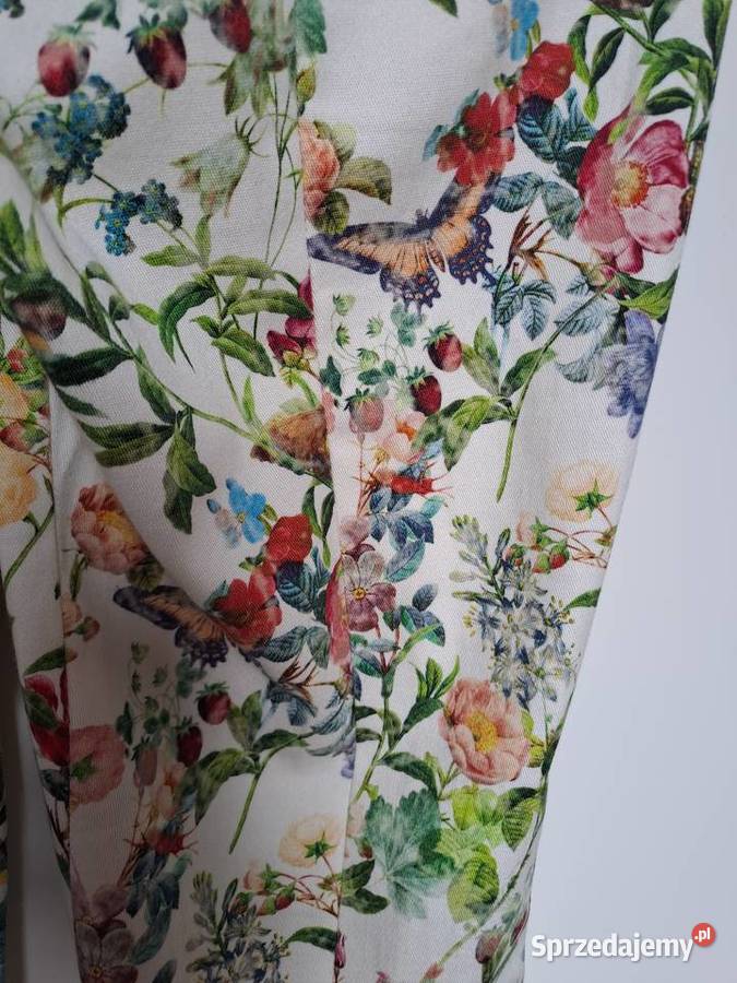 Zara Spodnie w kwiaty w kwiatki motyle M kolorowy Warszawa