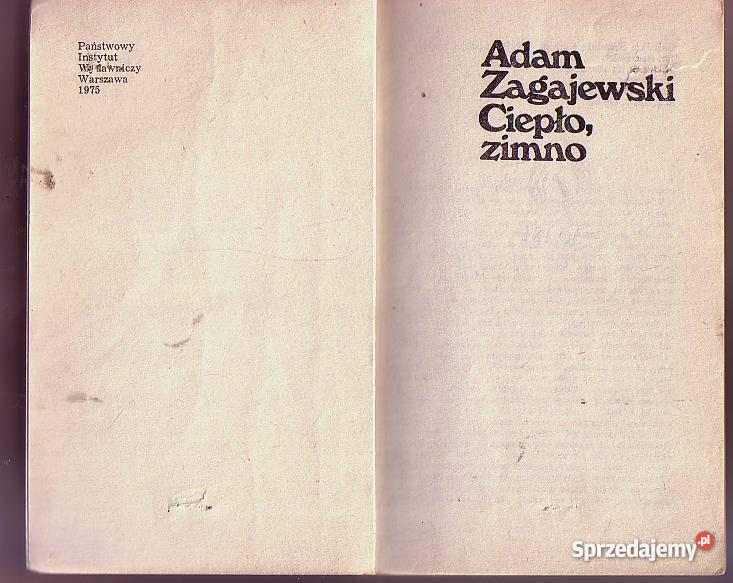 5381 CIEPŁO ZIMNO ADAM ZAGAJEWSKI literatura piękna - proza polska Czyrna
