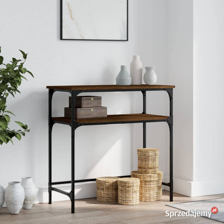 Stolik konsolowy brązowy dąb 75x355x75 WM834054