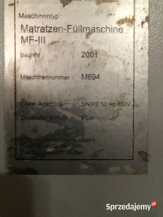 Maszyna do napychania materacy KSM Szczecin