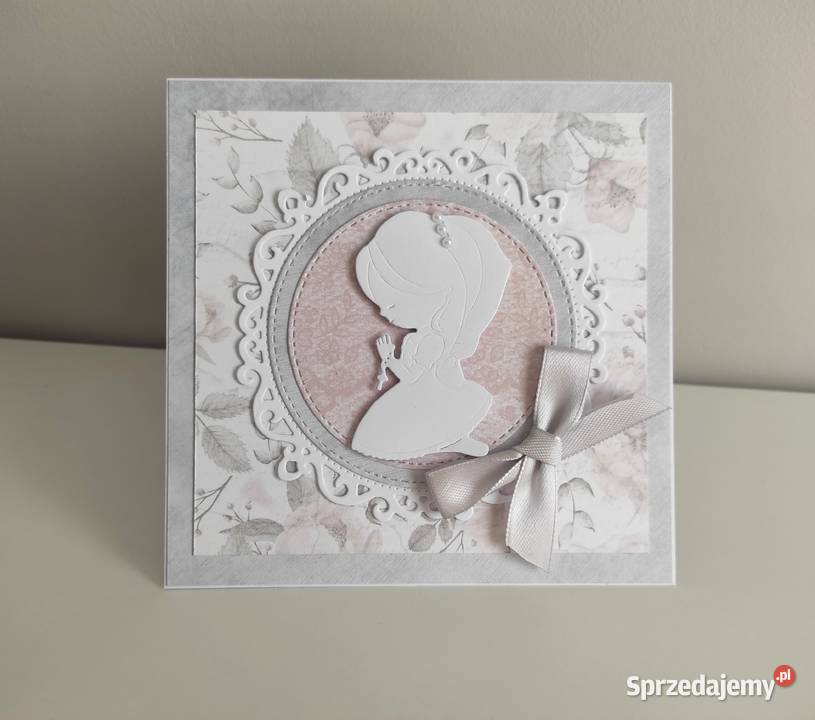 Kartka ręcznie robiona Komunia Święta handmade Łódź
