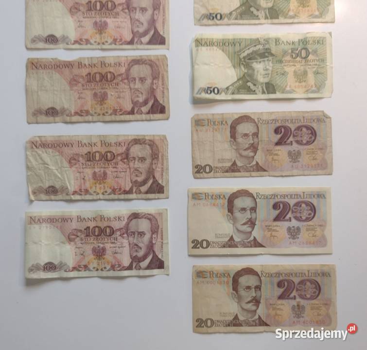 Banknoty 100 rubli 100 yen Bank Emisyjny 10 20 Lublin