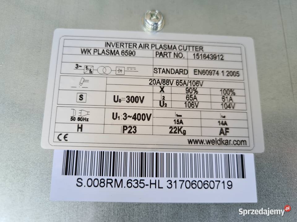 Plazma Przecinarka plazmowa WELDKAR WK Plasma sprzedam