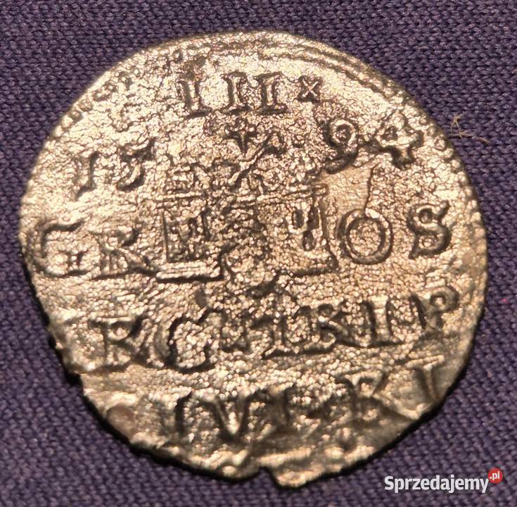 Trojak 3 grosze 1594 RygaZygmunt III Waza K4