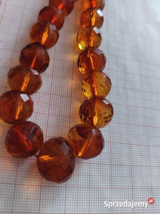 Naszyjnik Bursztyn Fasetowane Vintage Rękodzieło Białystok
