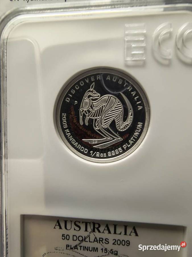 Kangur 2009 proof pół uncji PLATYNA grading PR70 Numizmatyka śląskie Bielsko-Biała