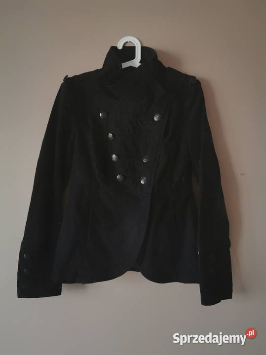 Czarny płaszcz damski w stylu francuskim 36 Reda