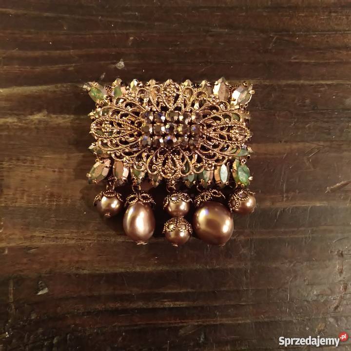 Biżuteria retro złoty stara broszka kolorowe Ozdoby Jelenia Góra sprzedam