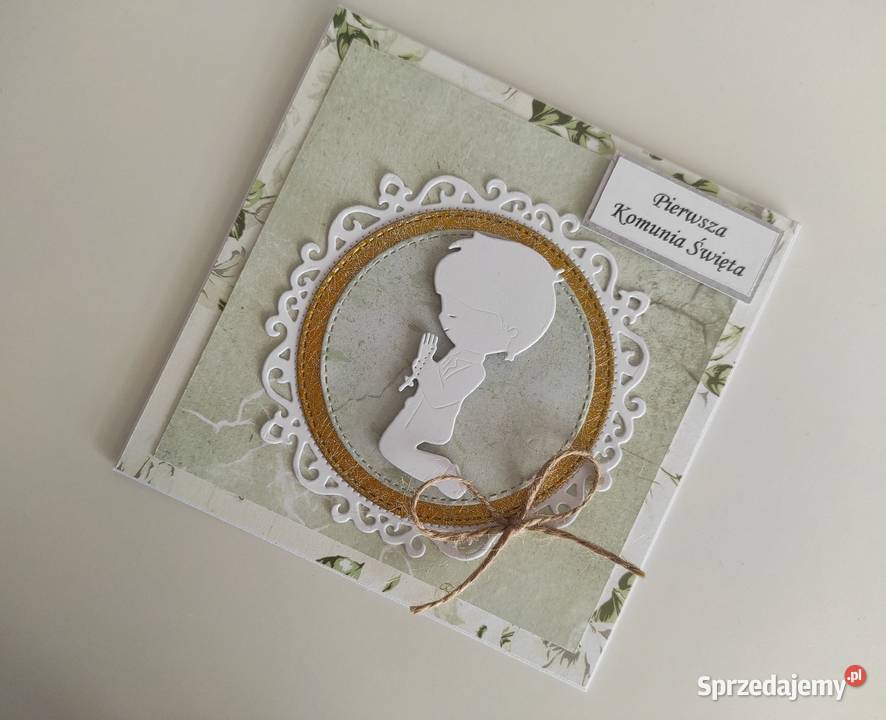 Kartka ręcznie robiona Komunia Święta chłopiec Łódź