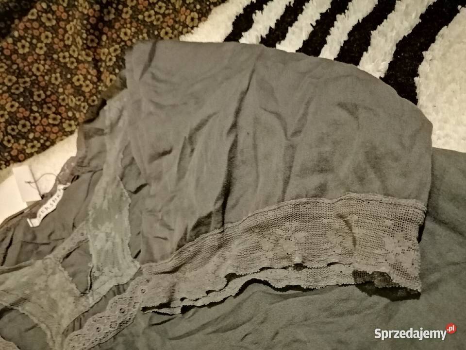 Szara Bluzka koszula BERSHkA z koronką 100 wielkopolskie Leszno