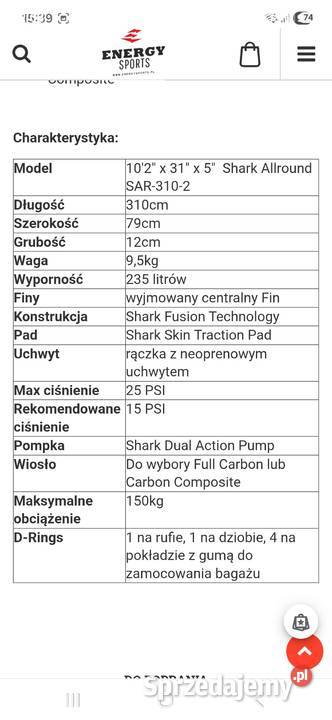 Deska sup shark Środa Wielkopolska