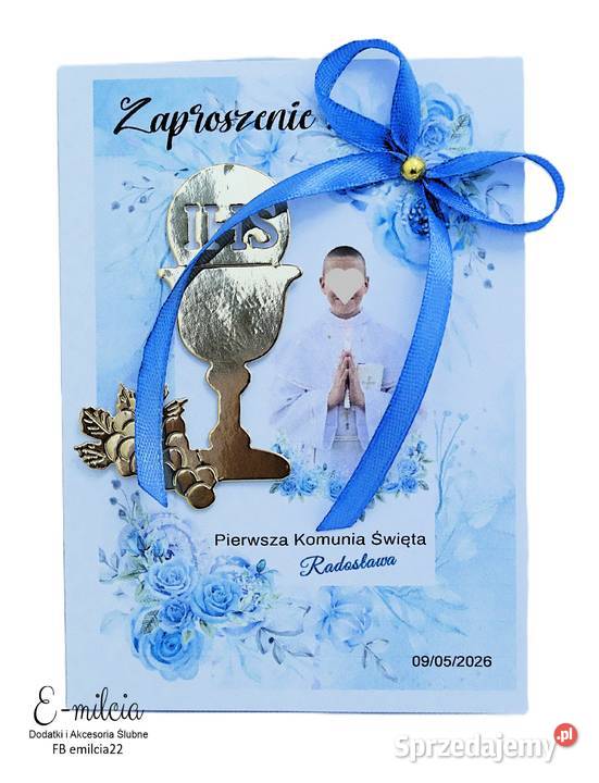 I Komunia Św ZAPROSZENIA TURKUSOWE I OZDOBIONĄ