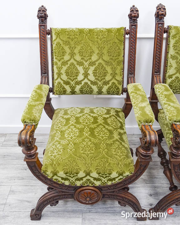 Zdobione Fotele tapicerowane Orzech FOTEL Kalisz