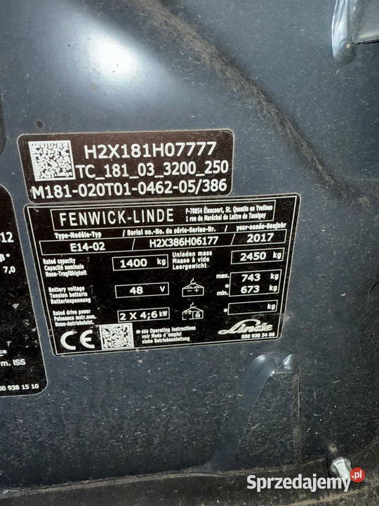 wózek widłowy elektryczny LINDE E14 Triplex 460m