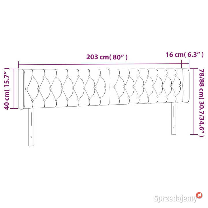 Zagłówek do łóżka z LED jasnoszary 203x16x7888 mazowieckie sprzedam