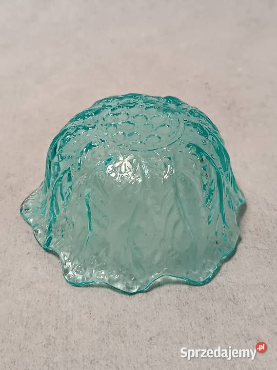 Turkusowa Szklana Cukiernica Cukierniczka Dobrzany