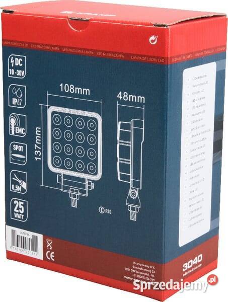 Lampa robocza LED kwadratowa 25W 3040 lm 1030V Kamionna sprzedam
