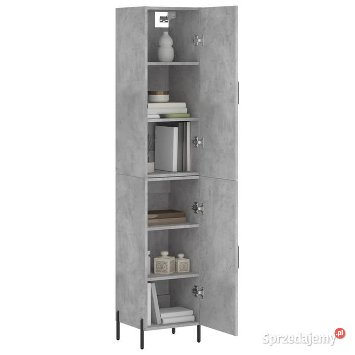 Wysoka szafka szarość betonu 345x34x180