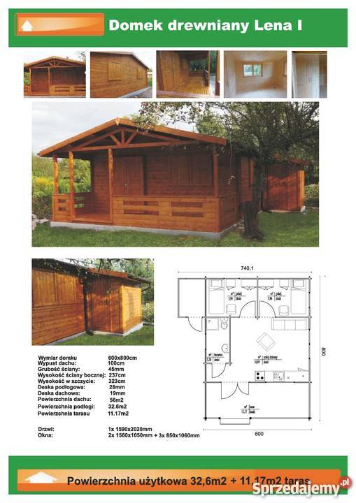 Drewniany domek letniskowy Lena I 32 11 m2