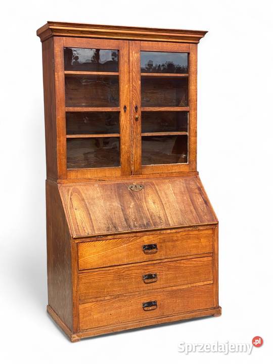 Stary sekretarzyk z przeszkloną nadstawką Gryfice