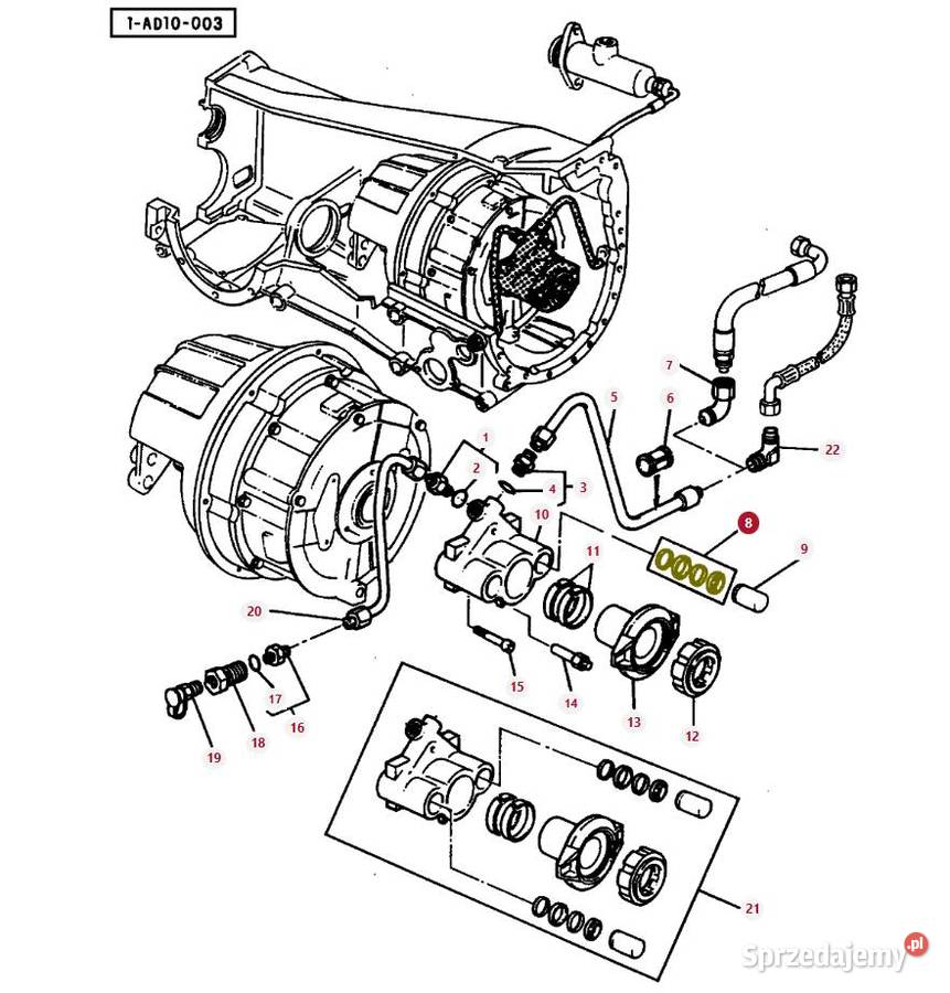 Zestaw pierścieni uszczelniających wysprzęglik