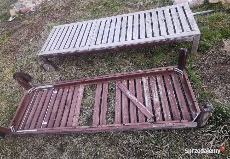 Leżaki drewniane na kółkach druga sztuka i drewno Dzierżoniów