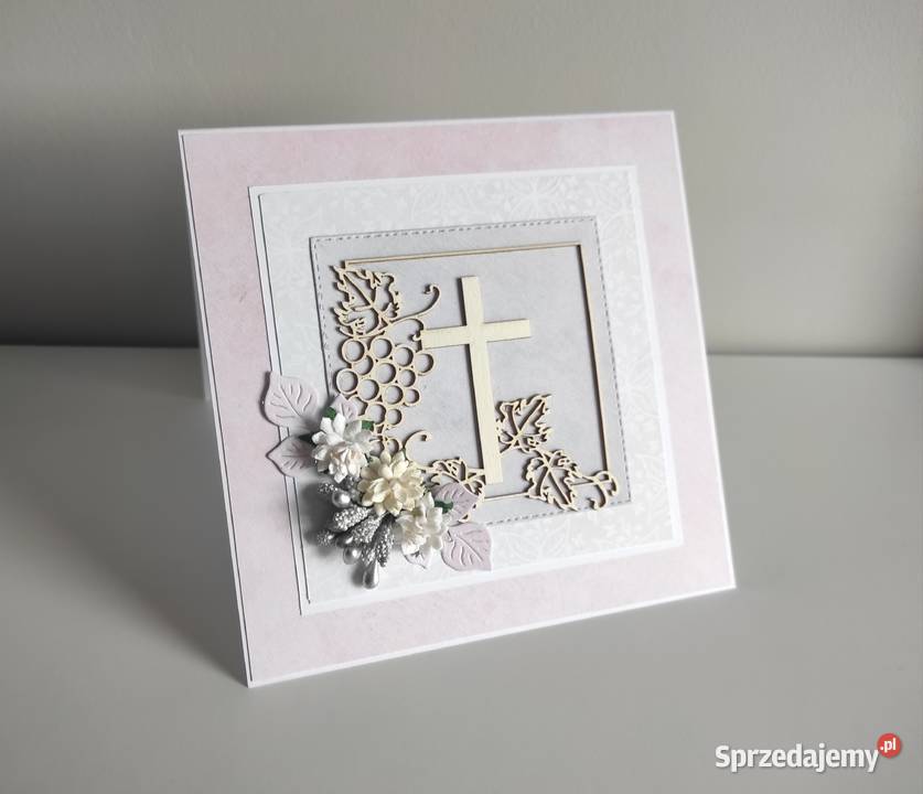 Kartka ręcznie robiona Komunia Święta handmade Łódź