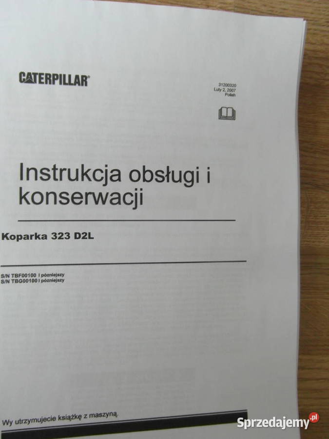 dtr instrukcja obsługi koparka caterpillar 323 Szczecin sprzedam
