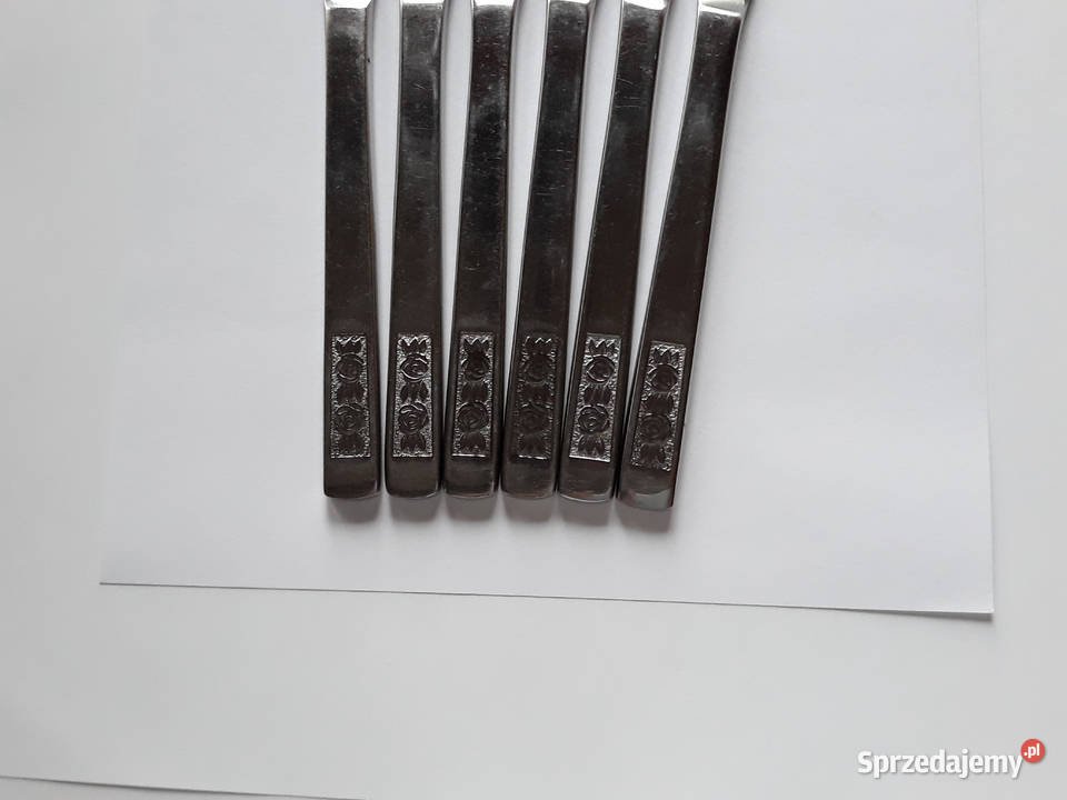 Noże obiadowe 4 RÓŻE Gerlach sztućce PRL śląskie Dąbrowa Górnicza