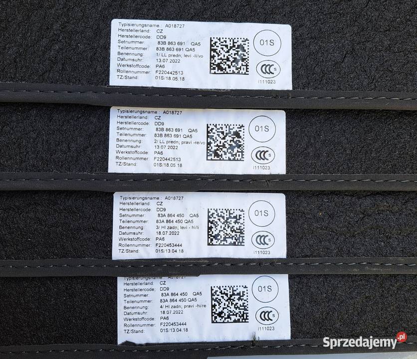 Audi Q3 F3 Dywaniki Welurowe Oryginał Sportback Mielęcin