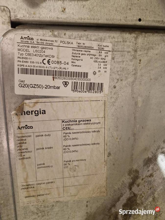 Kuchenka elektrycznagazowa Amica model L602204 65cm Wrocław