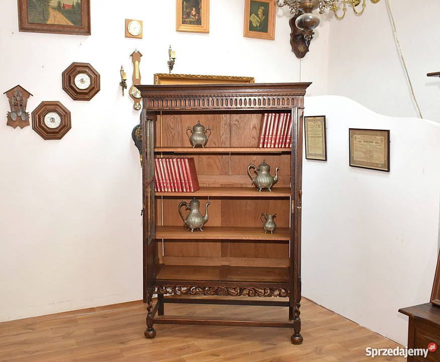 STARA DĘBOWA BIBLIOTEKA REGAŁ PÓŁKA BIBLIOTECZKA Świdnica