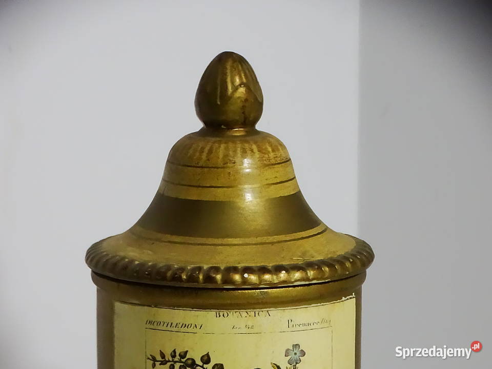 Zabytkowy pojemnik aptekarski z ilustracją Pojemniki na żywność Biłgoraj