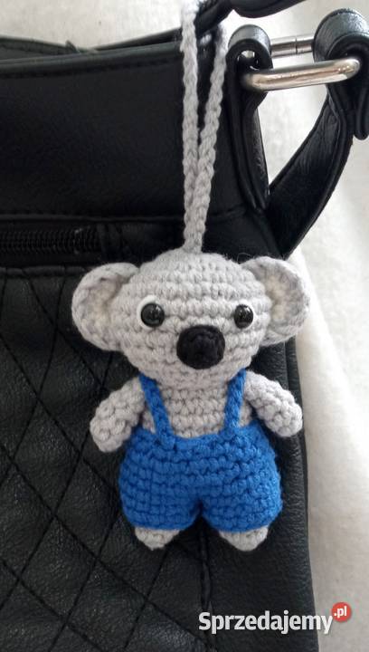 Miś koala wykonany na szydełku brelok zawieszka Łask
